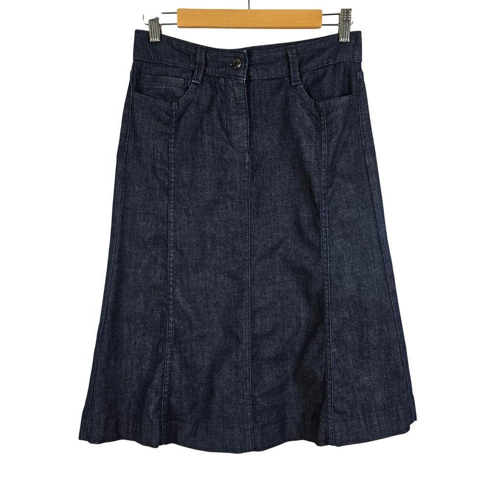 Talbots Women's Dark Wash Denim A-Line Midi Skirt Blue 2P